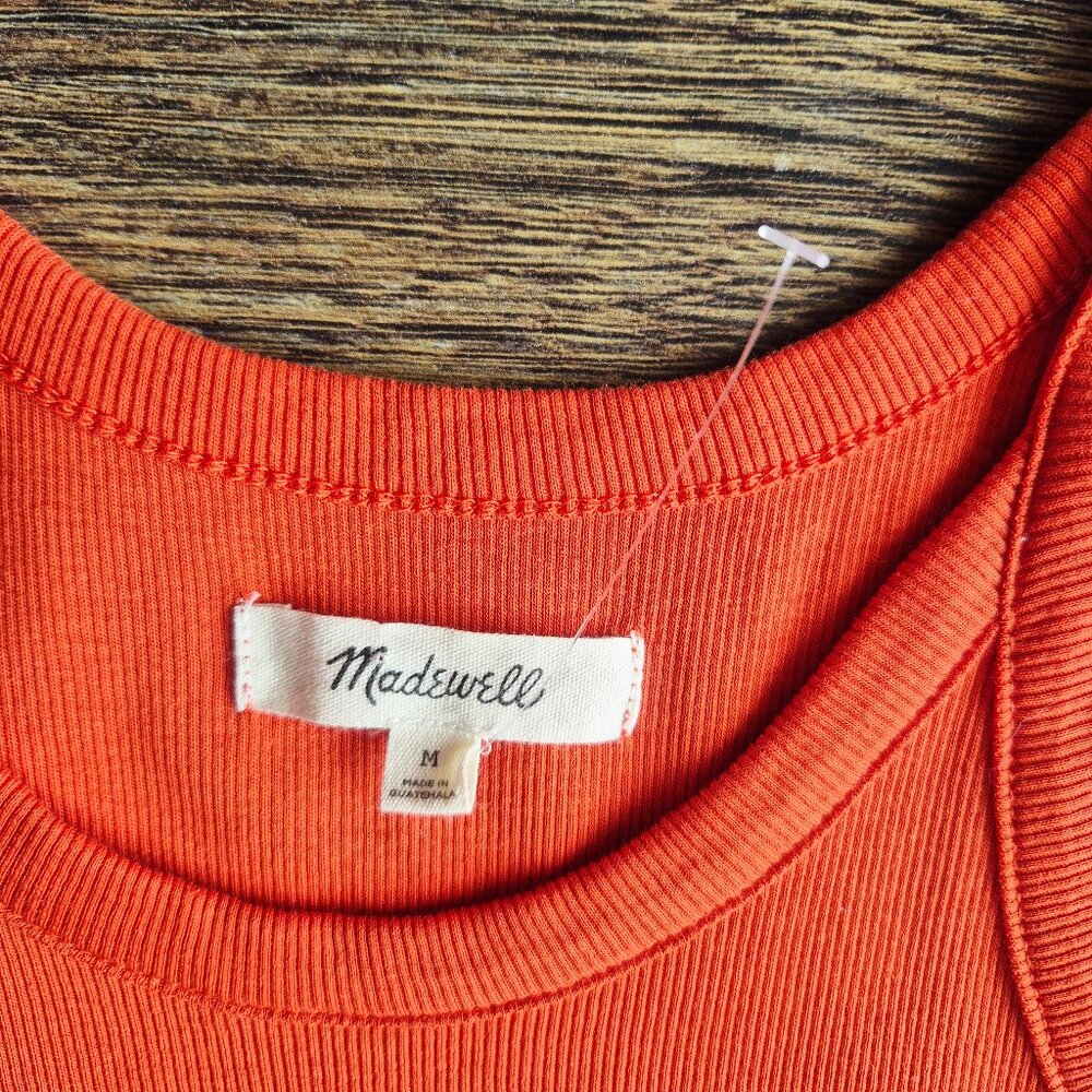 NWoT Madewell Supima Ribbed Knit Mini Tank Dress Stretchy Roasted Squash - Picture 10 of 14